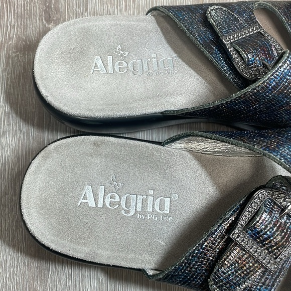 Alegria Jade Glimmer Glam Slide Sandals Buckle Leather Straps EU 39 (US 9) - Picture 16 of 16